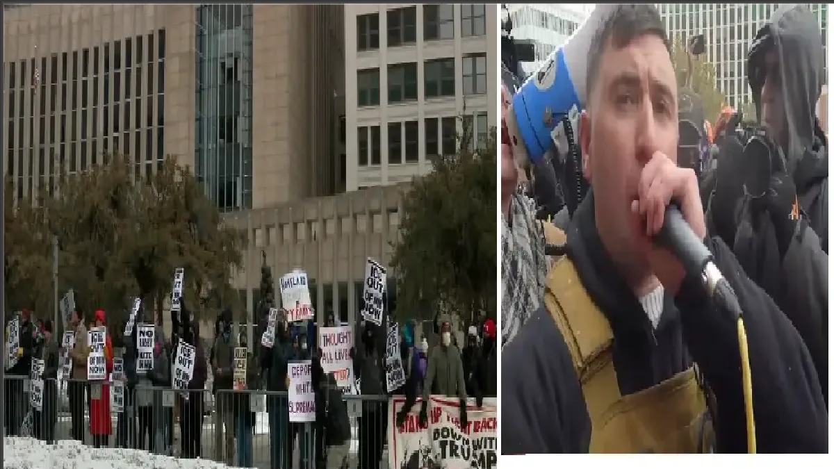 Anti-ICE Protesters Drive Out Jake Lang at Minneapolis Rally